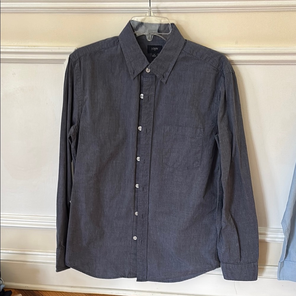 Charcoal Casual Button Down Shirt with Pointed Collar